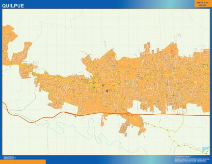 Mapa de Quilpue en Chile plastificado