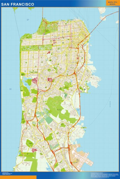 Mapa de San Francisco plastificado plastificado