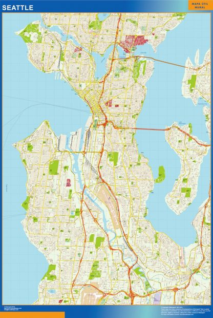 Mapa de Seattle plastificado