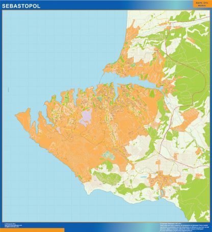 Mapa de Sebastopol en Ucrania plastificado