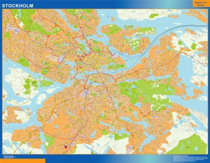 Mapa de Stockholm en Suecia plastificado