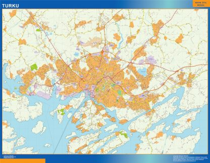 Mapa de Turku en Finlandia plastificado