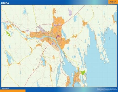 Mapa de Umea en Suecia plastificado