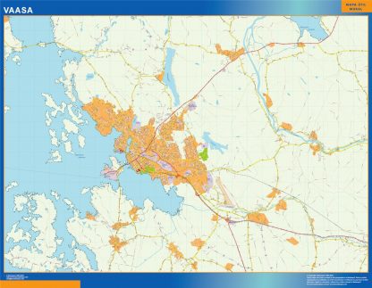 Mapa de Vaasa en Finlandia plastificado