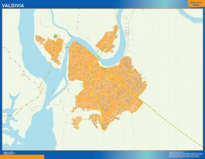 Mapa de Valdivia en Chile plastificado
