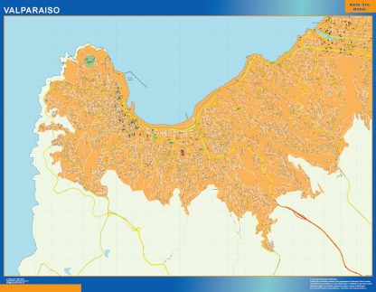 Mapa de Valparaiso en Chile plastificado