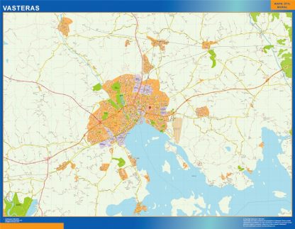 Mapa de Vasteras en Suecia plastificado