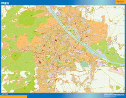 Mapa de Viena en Austria plastificado