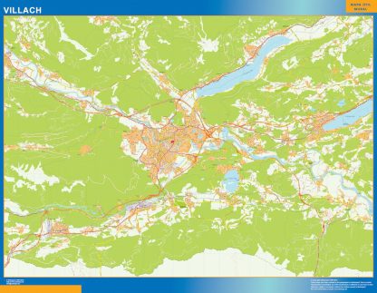 Mapa de Villach en Austria plastificado