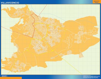 Mapa de Villavicencio en Colombia plastificado