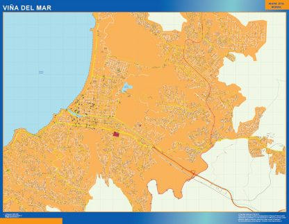 Mapa de Viña del Mar en Chile plastificado