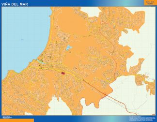 Mapa de Viña del Mar en Chile plastificado gigante