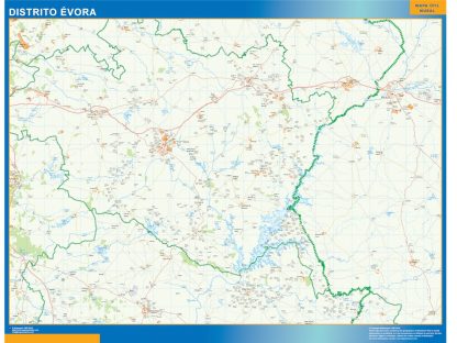 Mapa distrito Evora plastificado