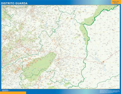 Mapa distrito Guarda plastificado