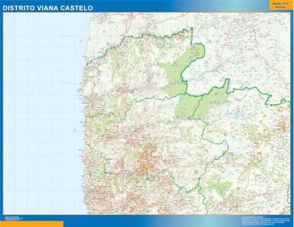 Mapa distrito Viana Castelo plastificado