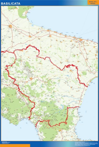 Mapa región Basilicata plastificado