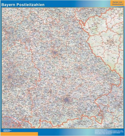 Mapa región Baviera codigos postales plastificado