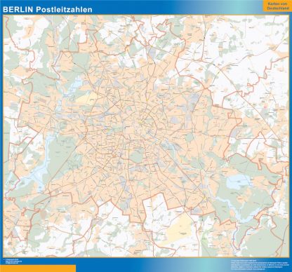 Mapa región Berlin codigos postales plastificado