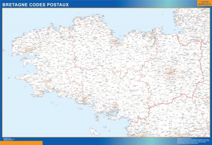 Mapa región Bretagne postal plastificado
