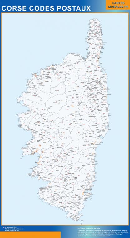 Mapa región Corse postal plastificado