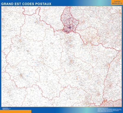 Mapa región Grand Est postal plastificado