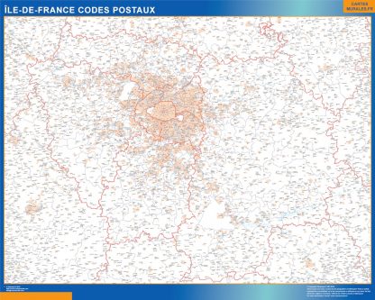 Mapa región Ile de France postal plastificado