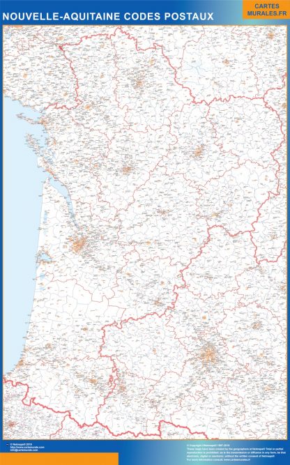 Mapa región Nouvelle Aquitaine postal plastificado