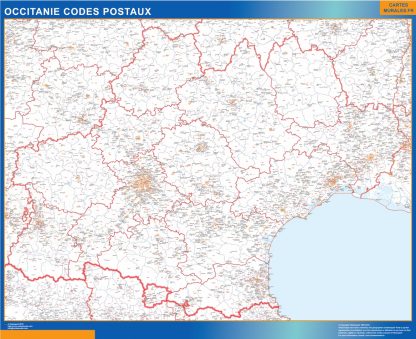 Mapa región OccitanIe postal plastificado