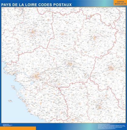 Mapa región Pays de la Loire postal plastificado
