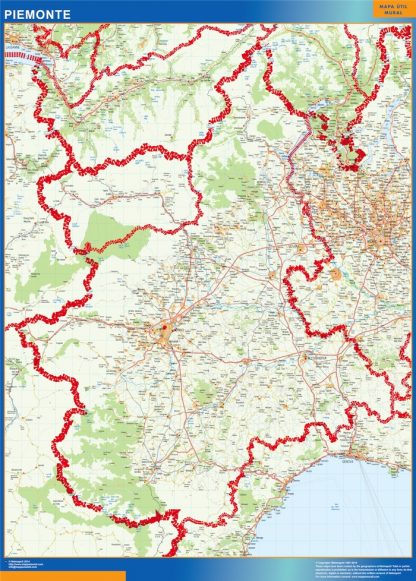 Mapa región Piemonte plastificado plastificado