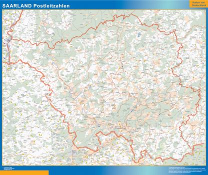 Mapa región Sarre codigos postales plastificado