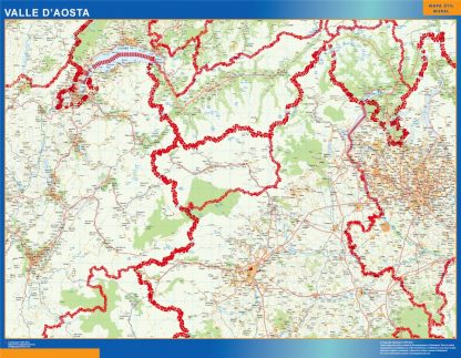 Mapa región Valle Aosta plastificado