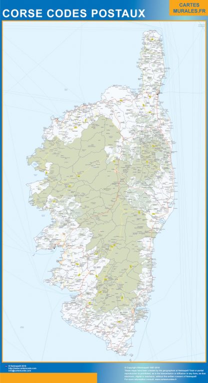 Región Corse codigos postales plastificado