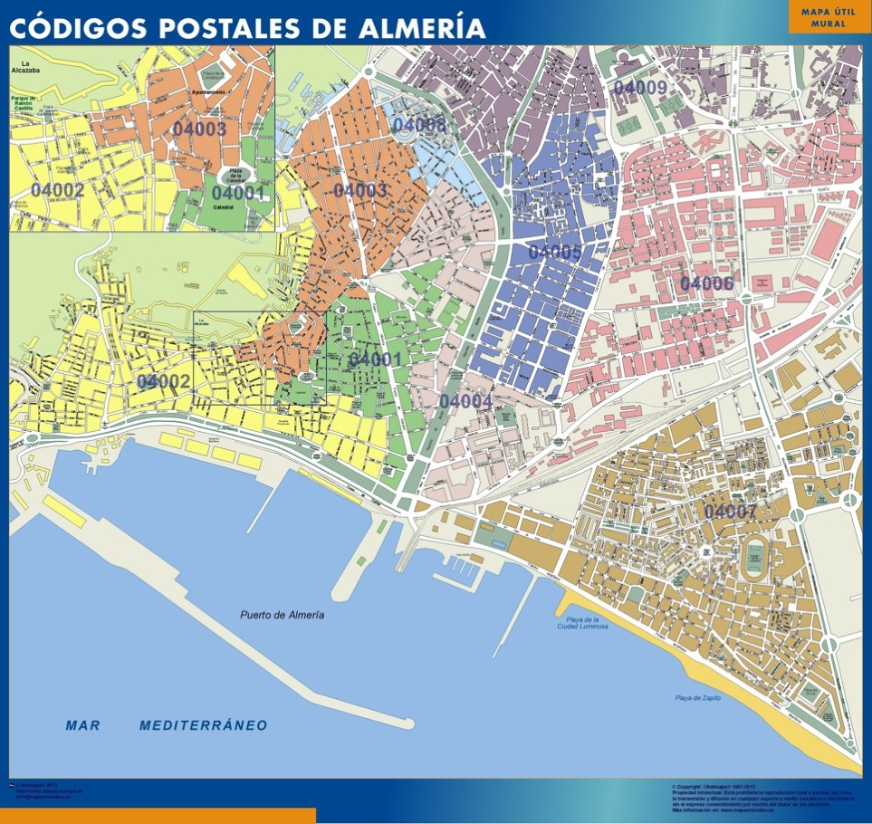 Almeria códigos postales plastificado gigante