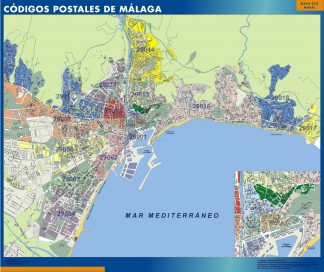 Malaga códigos postales plastificado gigante