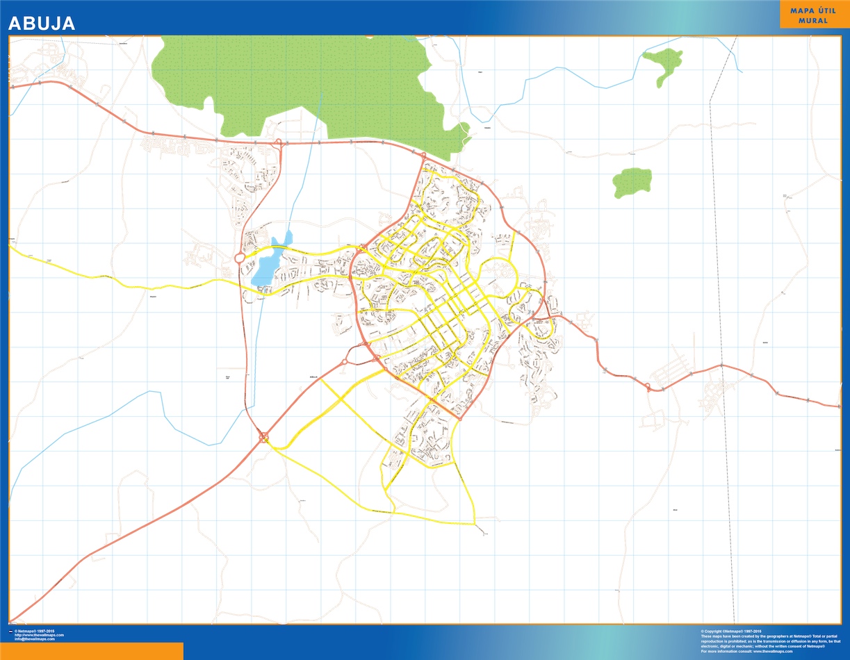 Mapa Abuja en Nigeria plastificado gigante