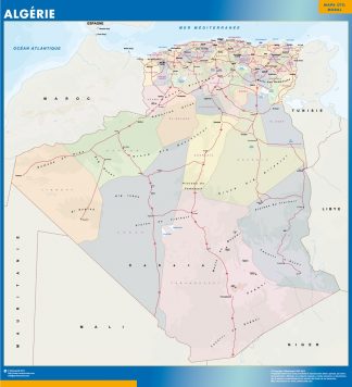 Mapa Argelia plastificado gigante