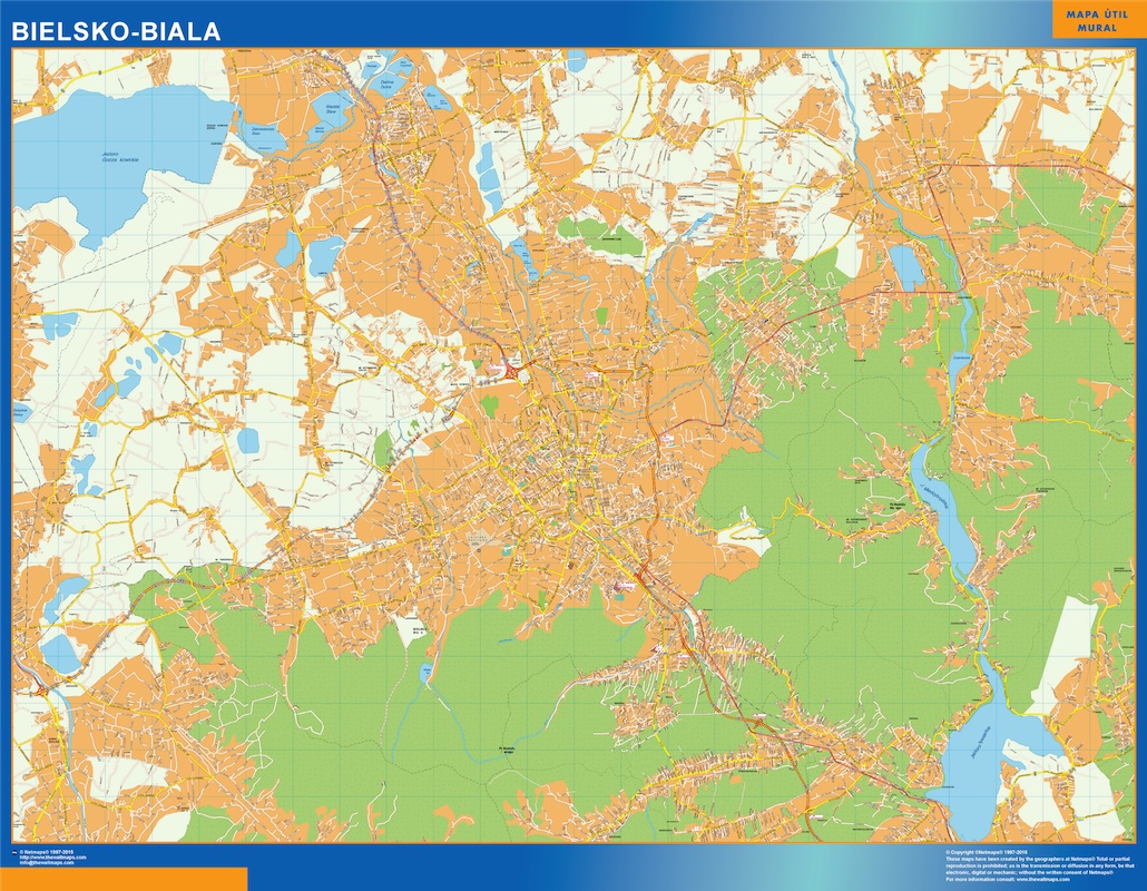 Mapa Bielsko Biala Polonia plastificado gigante