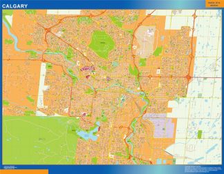 Mapa Calgary en Canada plastificado gigante
