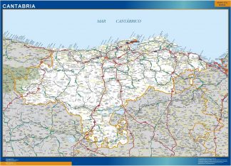 Mapa Cantabria carreteras plastificado gigante