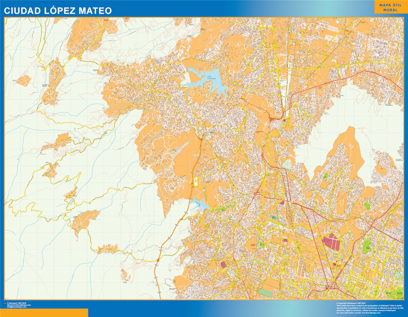 Mapa Ciudad Lopez Mateo en Mexico plastificado gigante