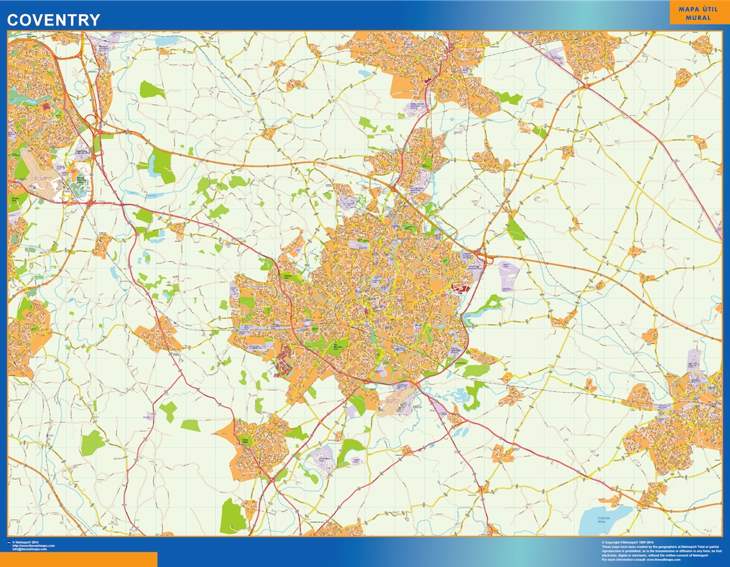 Mapa Coventry plastificado gigante