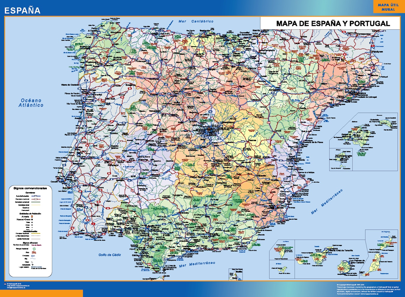 Mapa España simple plastificado gigante