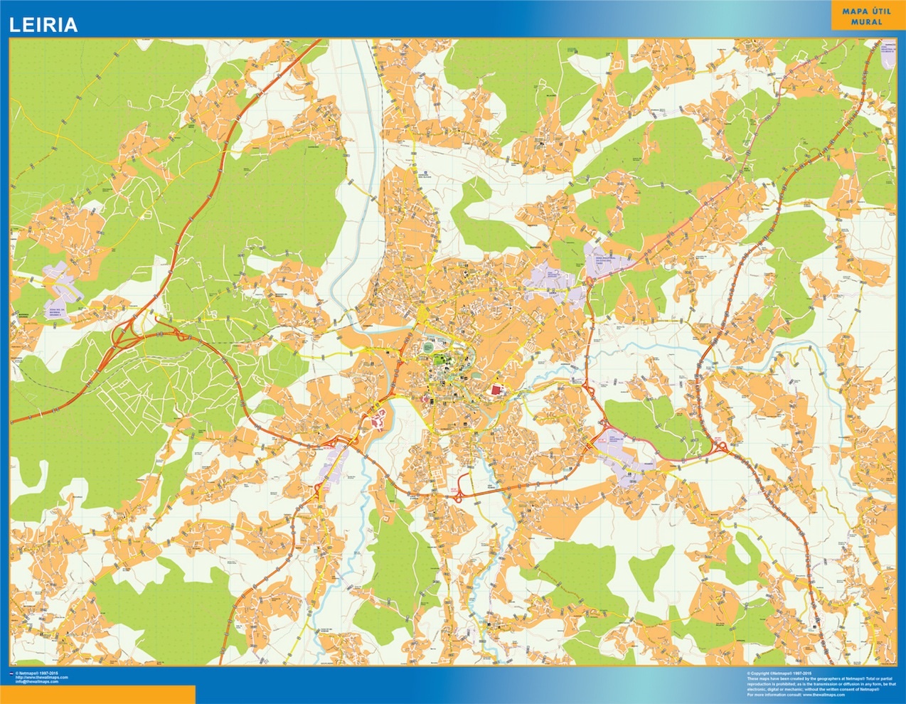 Mapa Leiria en Portugal plastificado gigante