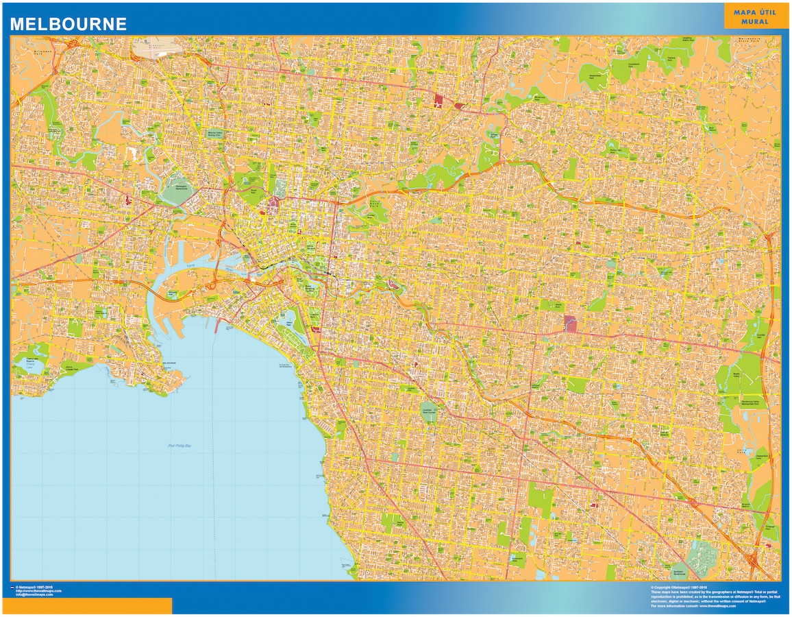 Mapa Melbourne Australia plastificado gigante