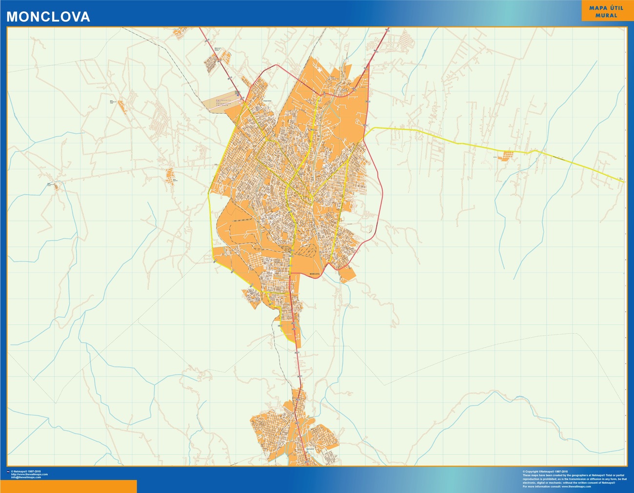 Mapa Monclova en Mexico plastificado gigante