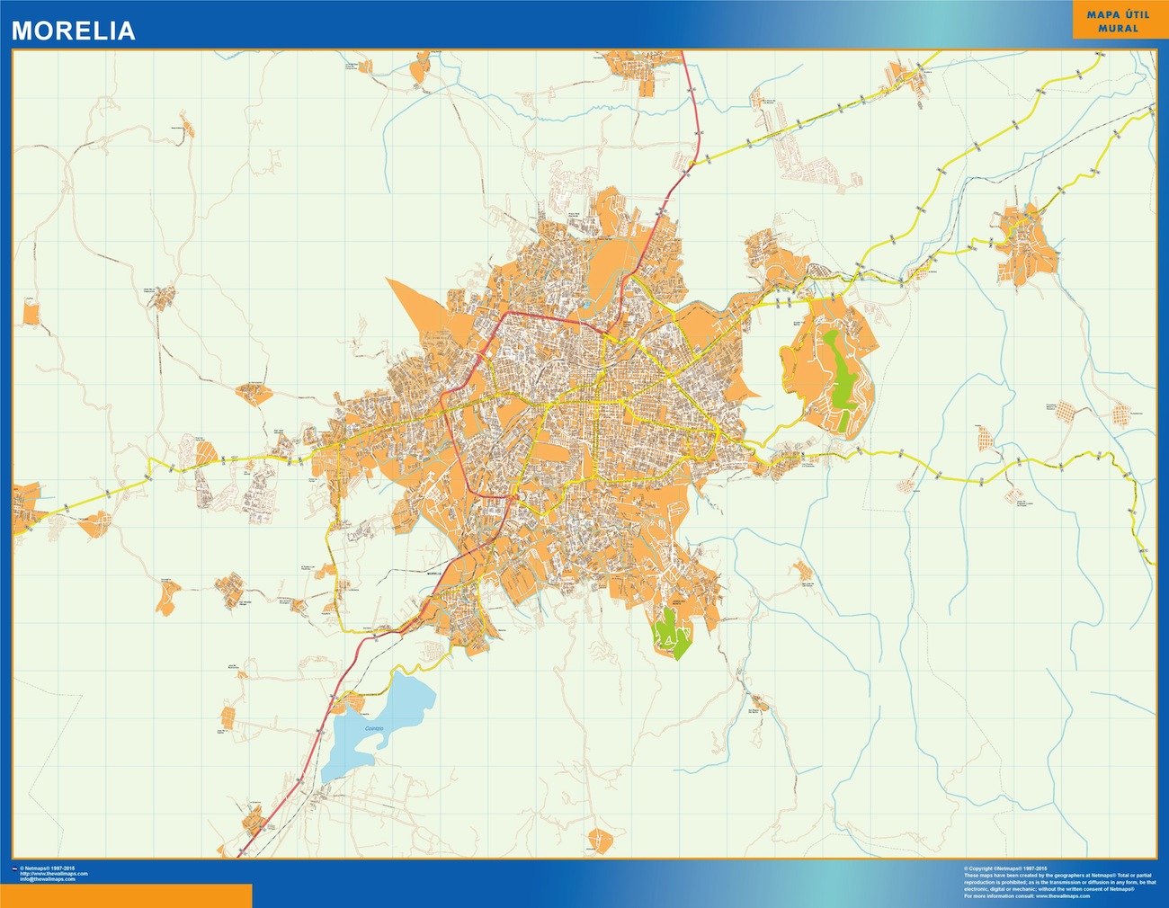 Mapa Morelia en Mexico plastificado gigante