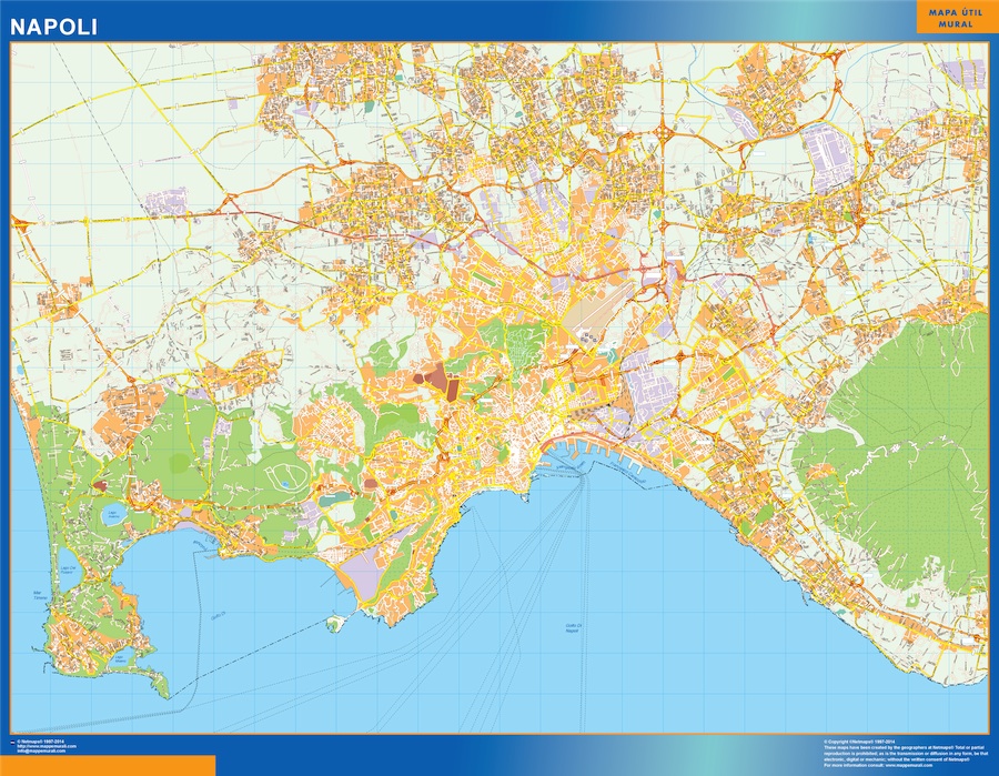 Mapa Napoli plastificado gigante