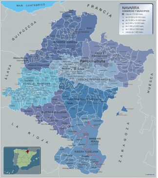 Mapa Navarra por municipios plastificado gigante