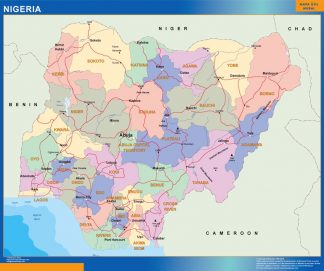 Mapa Nigeria plastificado gigante